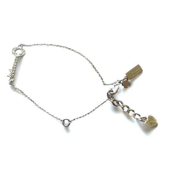 Kate Spade New York Silver Key To My Heart Charm Bracelet Adjustable Chain 8.5" - Picture 7 of 8
